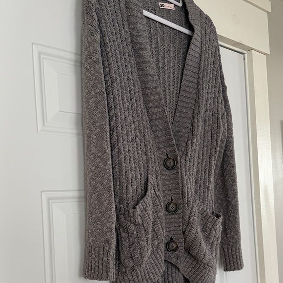 SO Women's Charcoal Knit Cardigan - Picture 4 of 6
